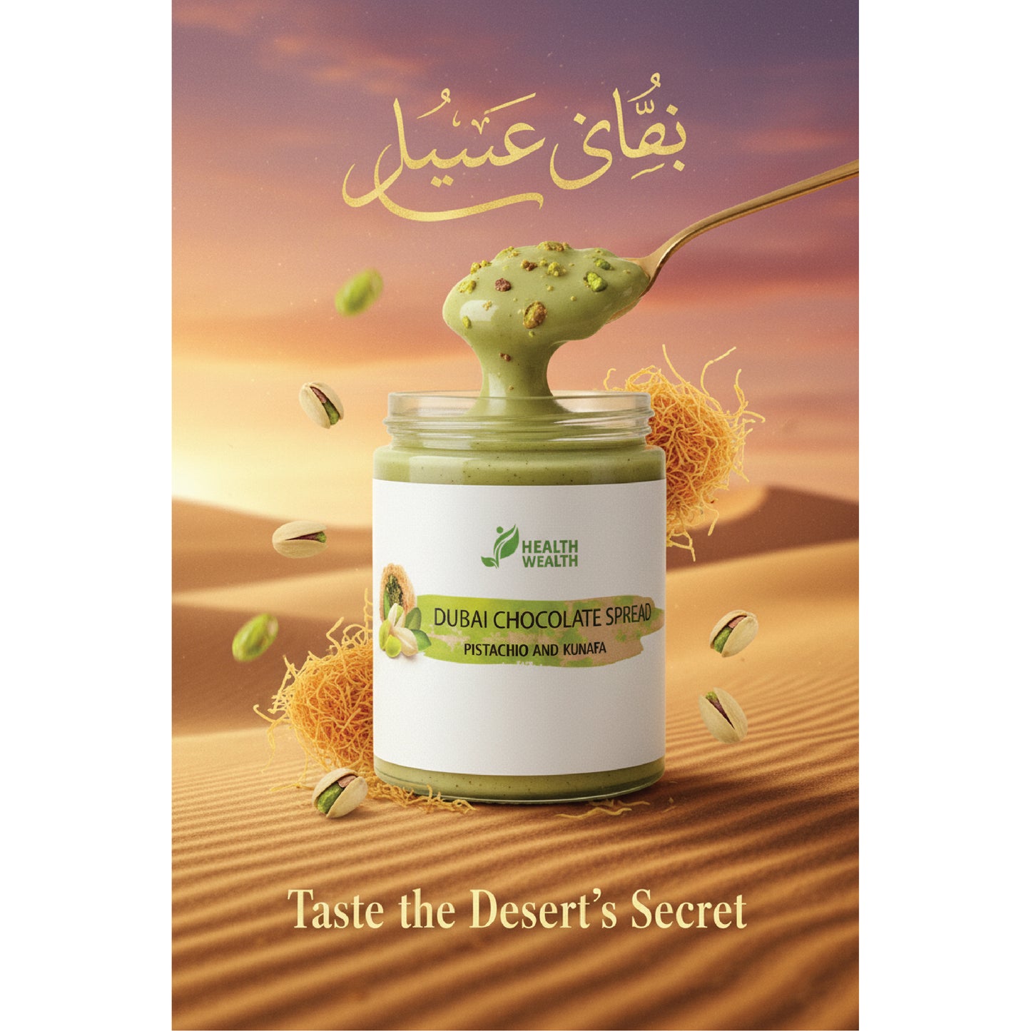صحة وثروة دبي كنافة بالفستق والشوكولاتة خالية من السكر 200 غرام