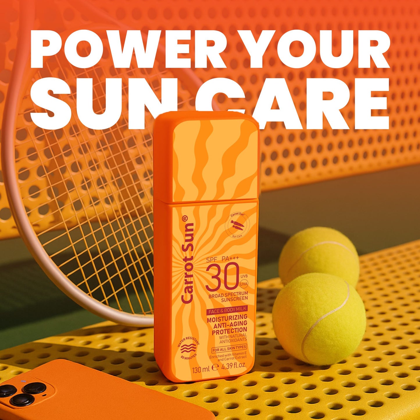SUNSCREEN Carrot Sun – Body Milk Sunscreen SPF 30+ – Very High Protection and Water resistant 130ml