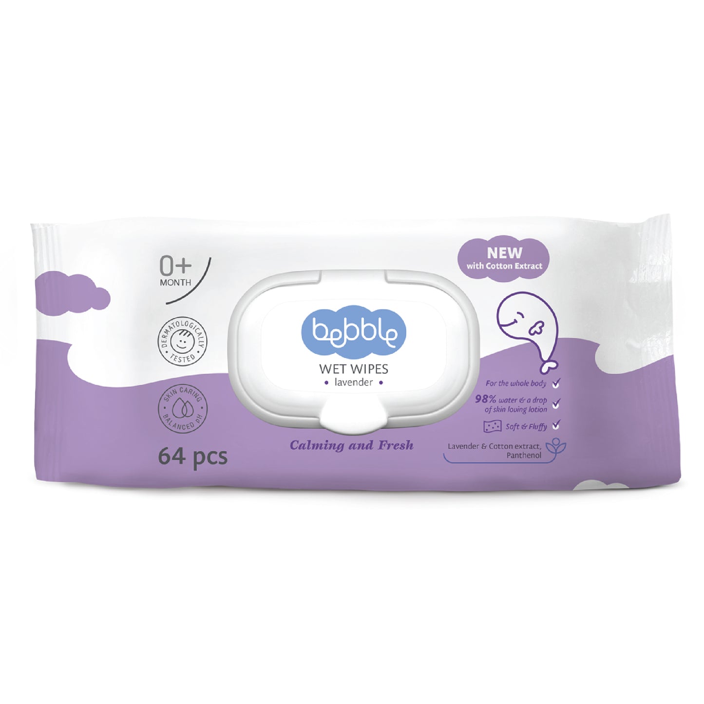 Bebble Wet Wipes (Lavender Extract) 64 pcs