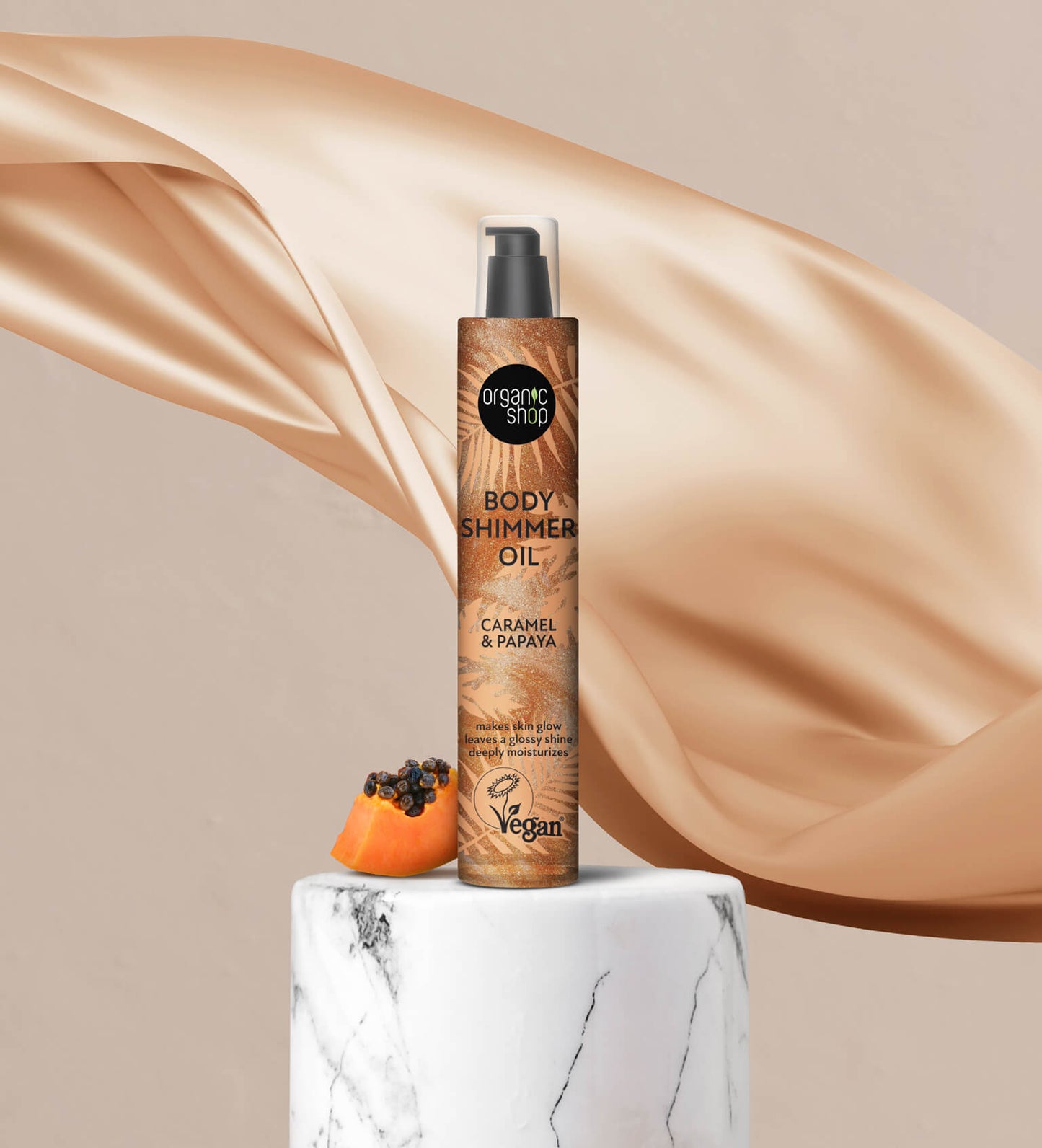 Organic Shop Body Shimmer Oil. Caramel & Papaya
