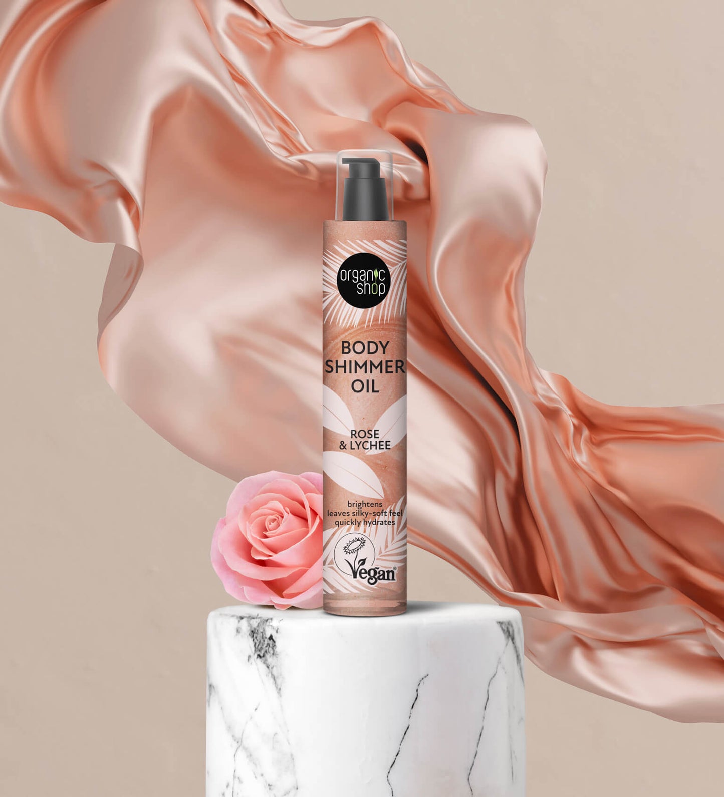 Organic Shop Body Shimmer Oil. Rose & Lychee 100 ml