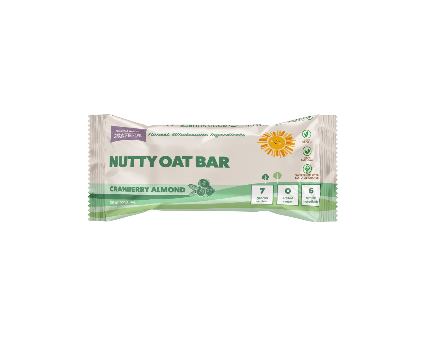 Grapeful Vegan Cranberry Almond Nutty Oat Bar (55g) – Buy 2 Get 1
