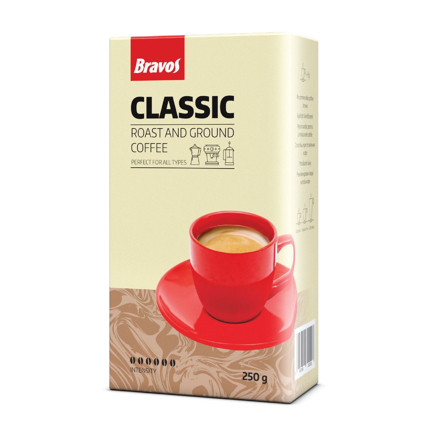 Bravos Classic Ground Coffee 250g – 100% Robusta, Rich Aroma & Strong Taste