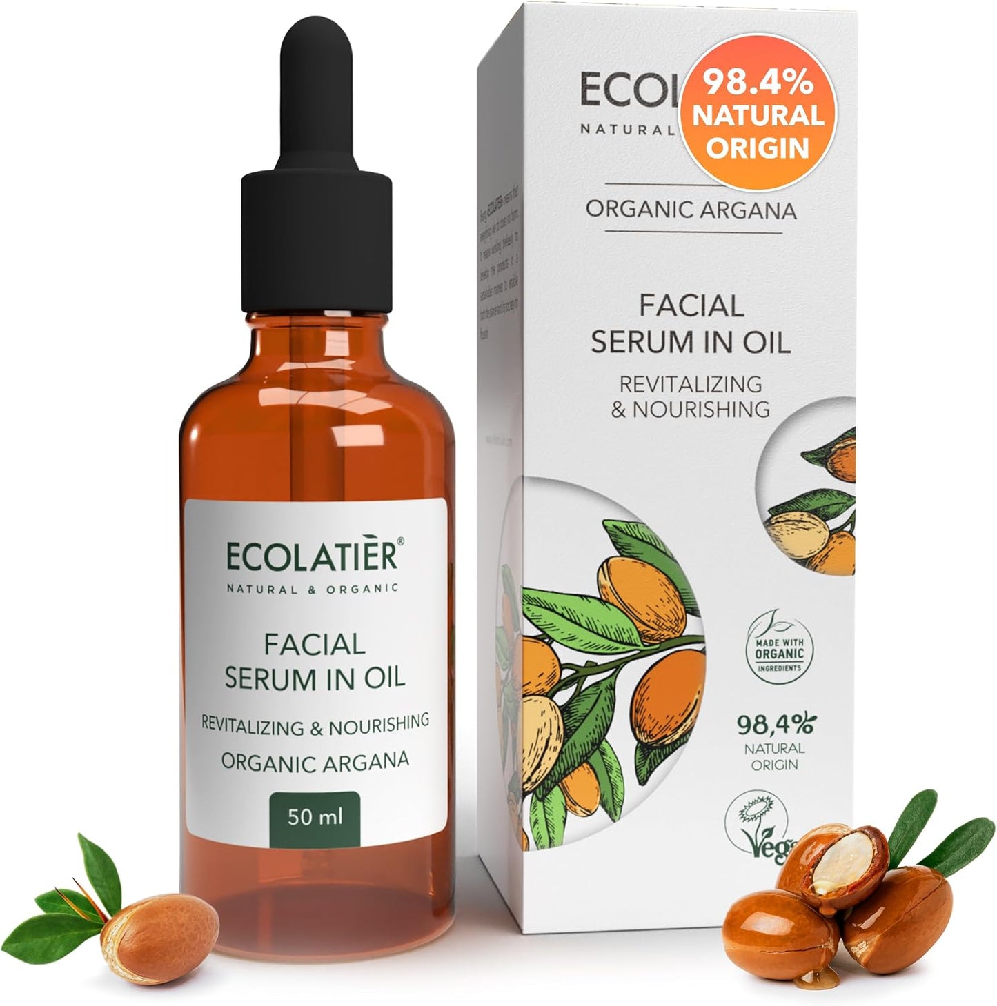 Ecolatier Revitalizing & Nourishing Facial Serum in Oil with Organic Argan 50ml