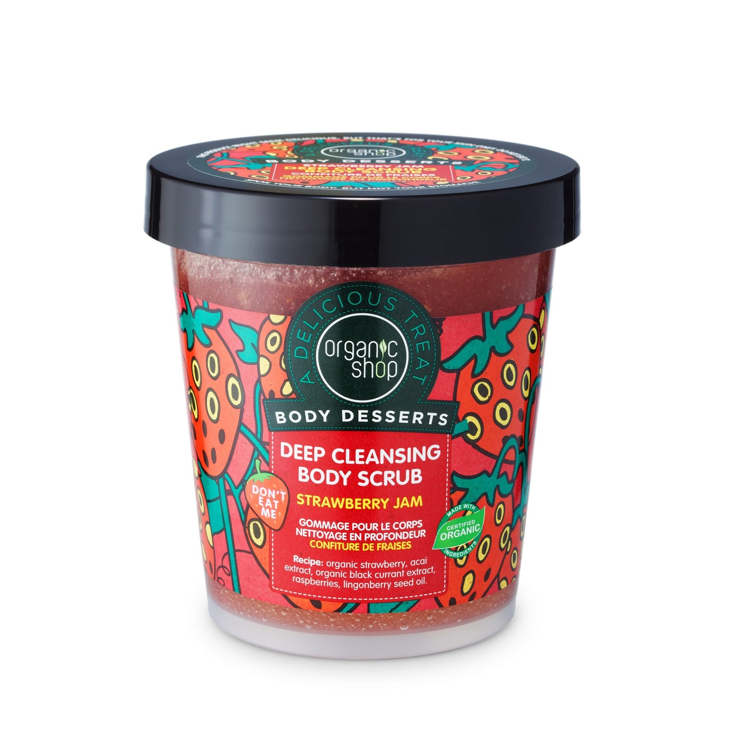 Organic Shop Body Desserts Strawberry Jam Deep Cleansing Body Scrub, 450 ml