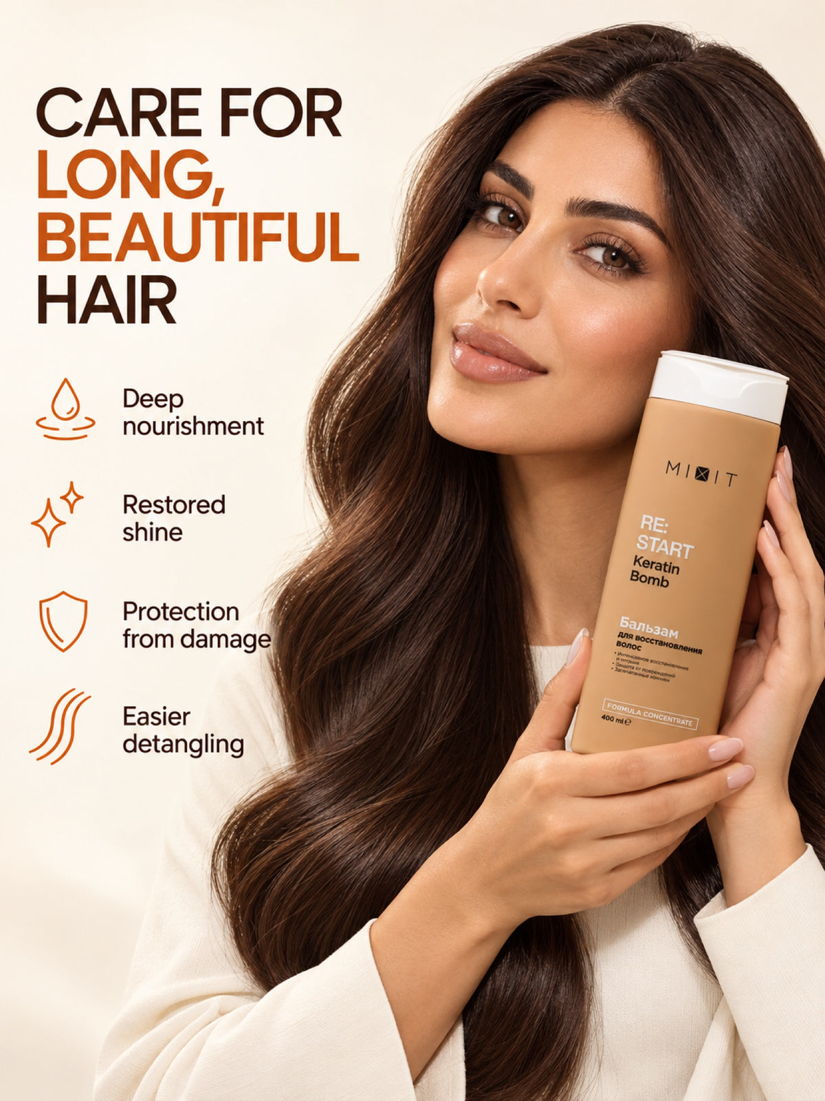Mixit "Restart" keratin bomb instant smoothing and restoring conditioner 400ml
