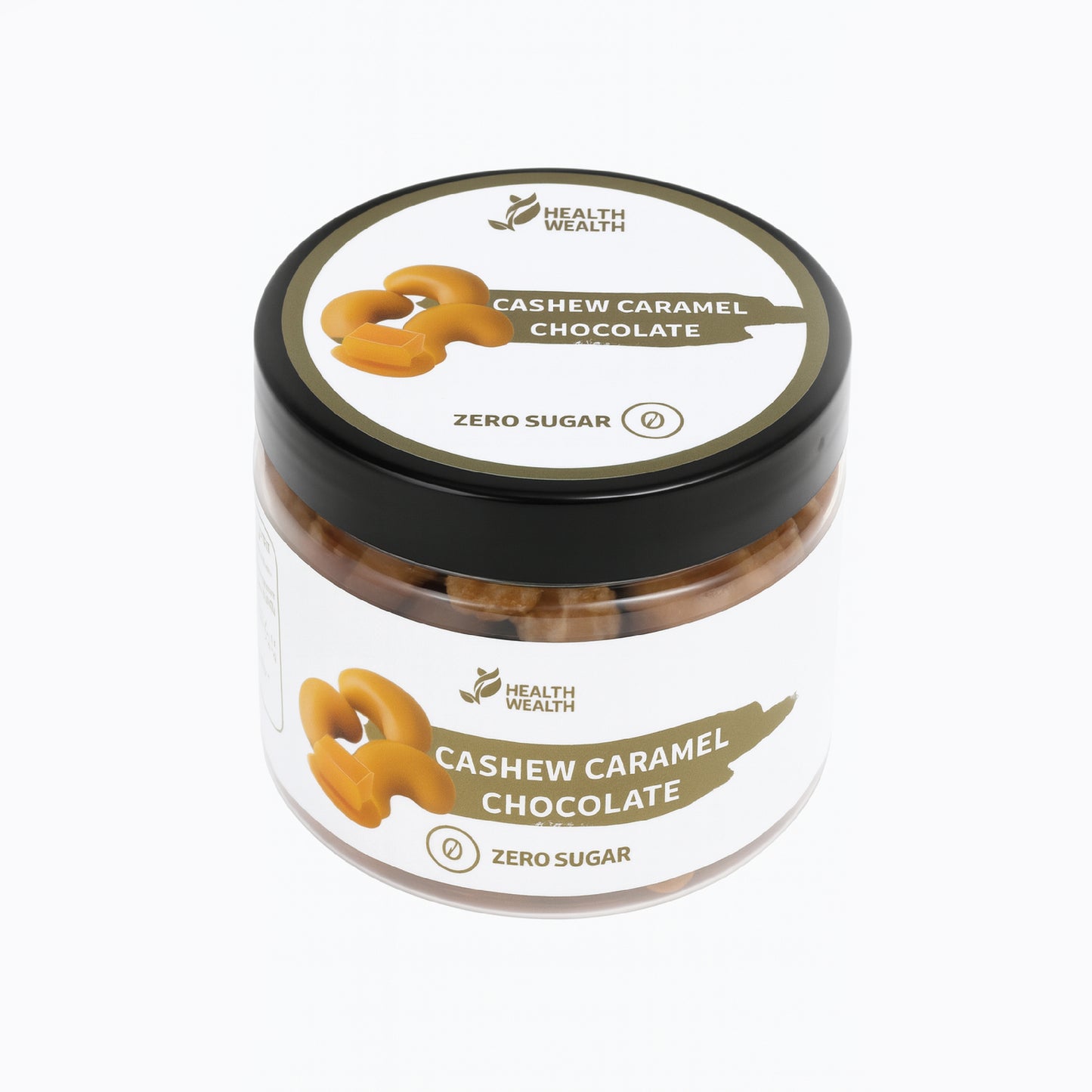 Health Wealth Cashew Caramel Chocolate Dragee – Zero Sugar, 175g