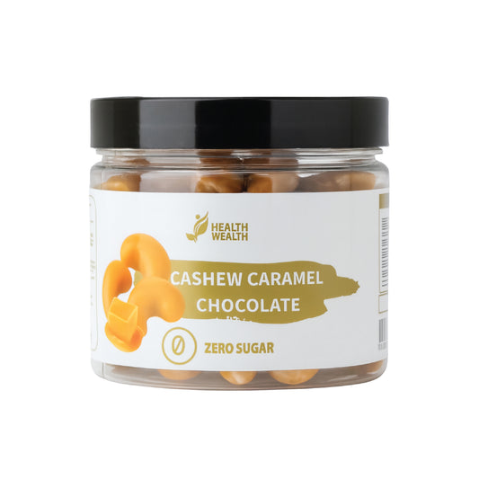 Health Wealth Cashew Caramel Chocolate Dragee – Zero Sugar, 175g