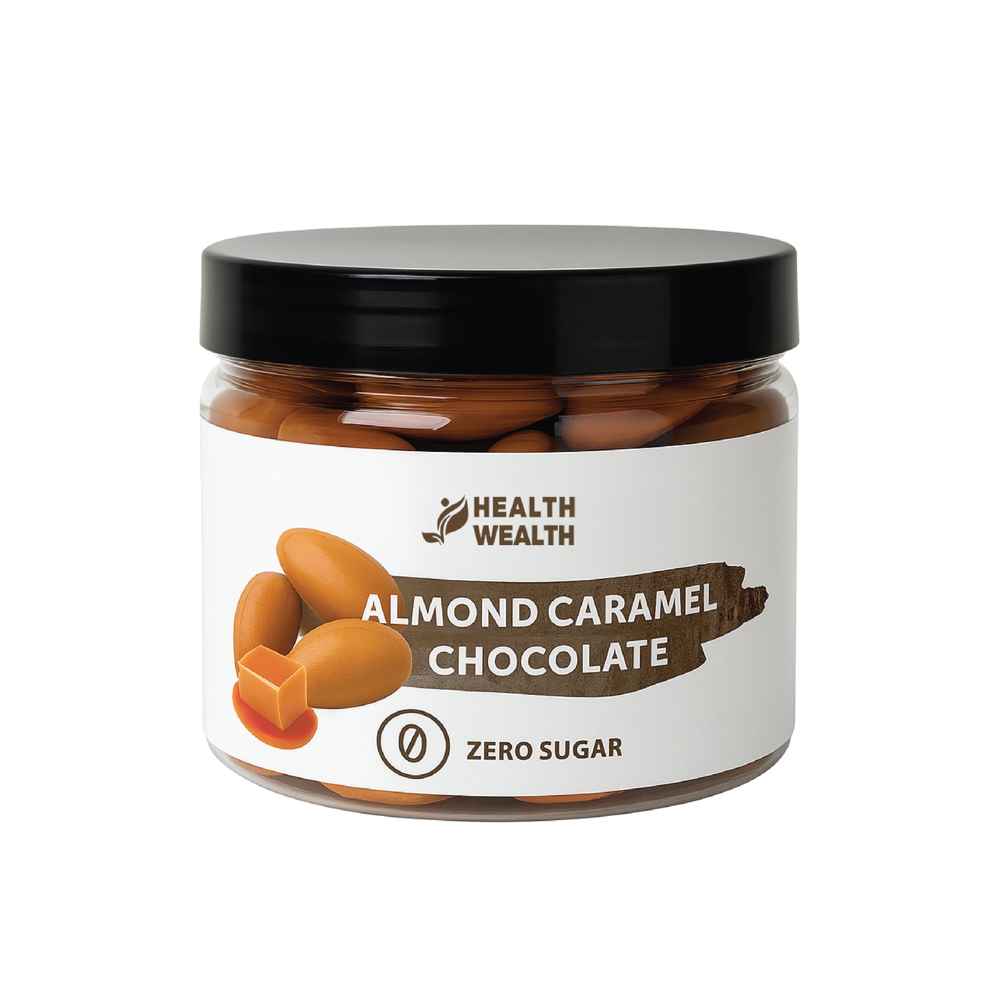 Health Wealth Almond Caramel Chocolate Dragee – Zero Sugar 175g