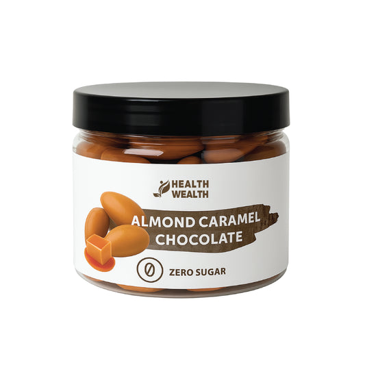 Health Wealth Almond Caramel Chocolate Dragee – Zero Sugar 175g