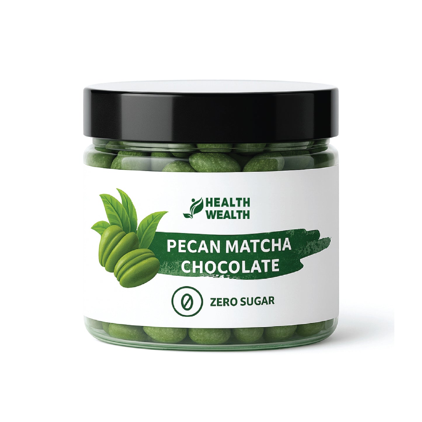 Health Wealth Pecan Matcha Chocolate Dragee Zero Sugar 150g