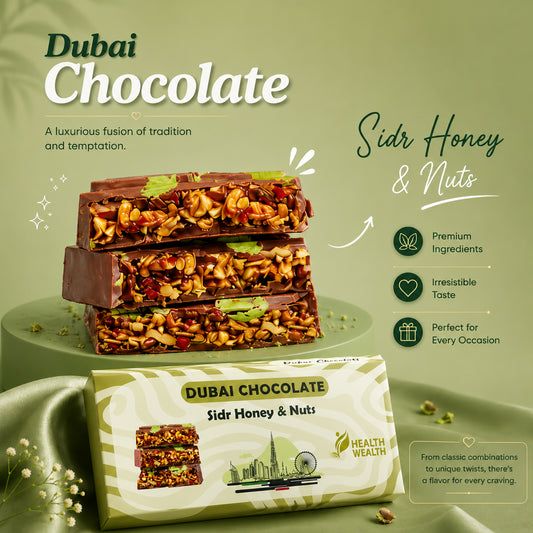 Health Wealth Dubai Chocolate Sidr Honey & Nuts 220g