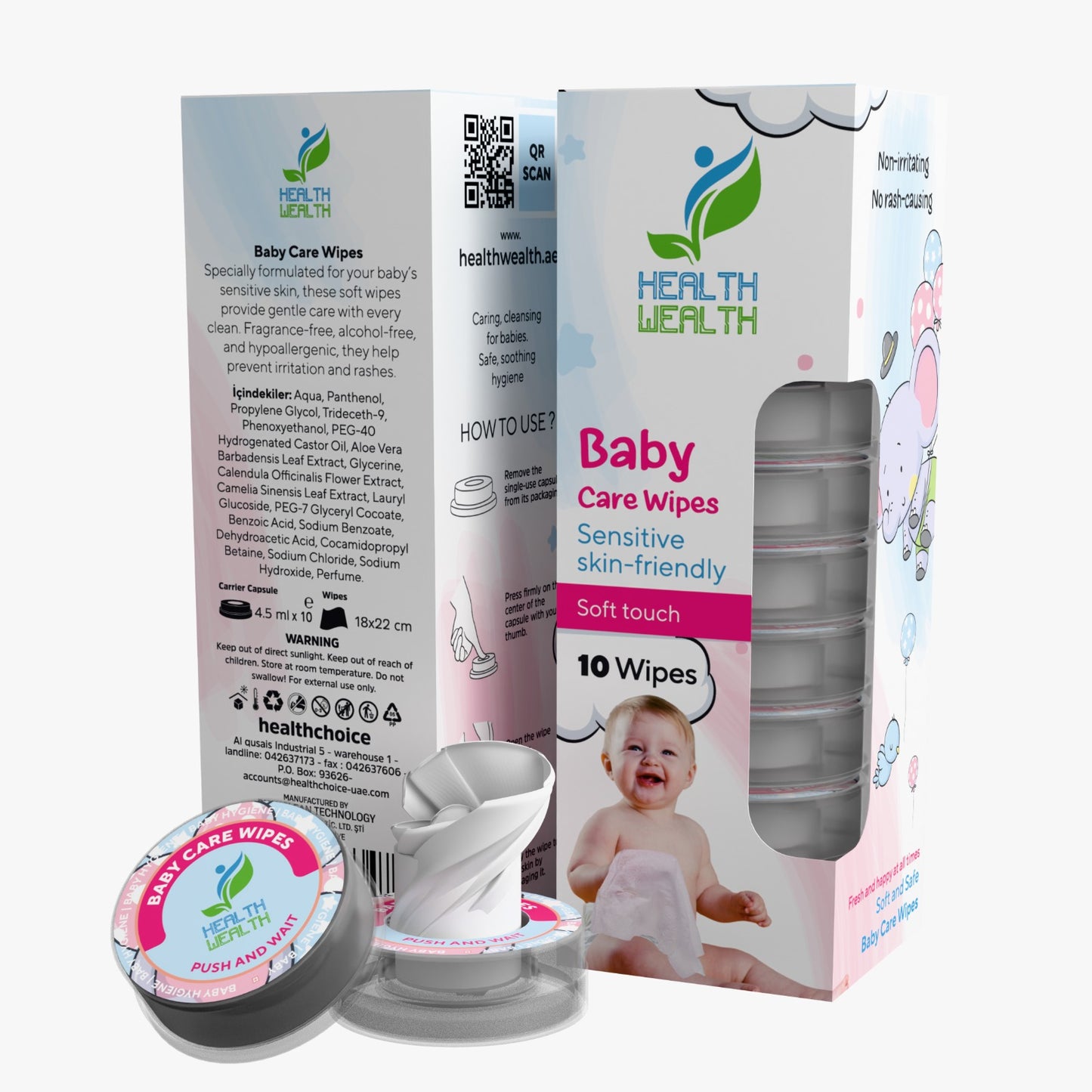 Health Wealth Baby Care Hygiene Wipes / 10 Pcs