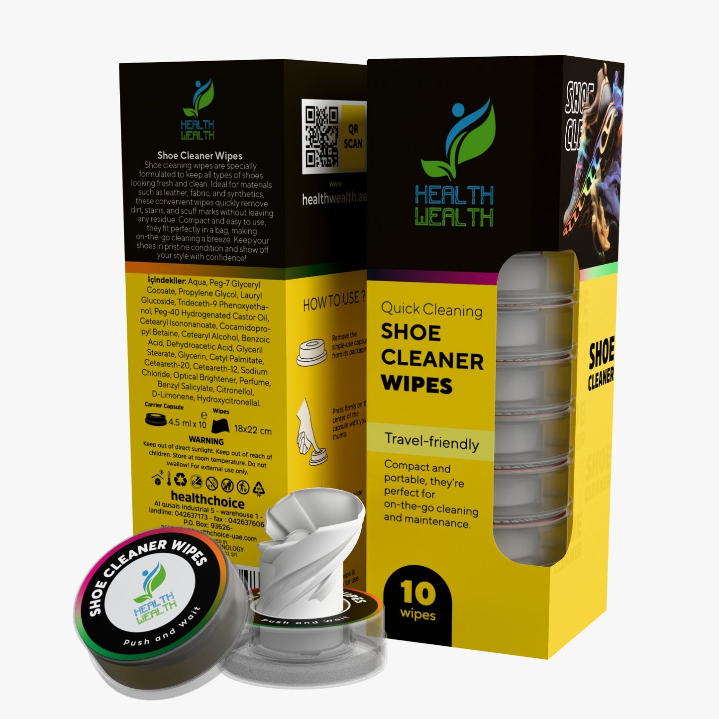 Health Wealth Shoe Cleaner Wipes / 10 Pcs