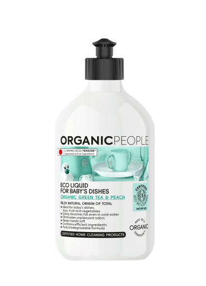 OP Eco liquid for baby’s dishes. Organic Green tea & Peach, 500 ml-9302