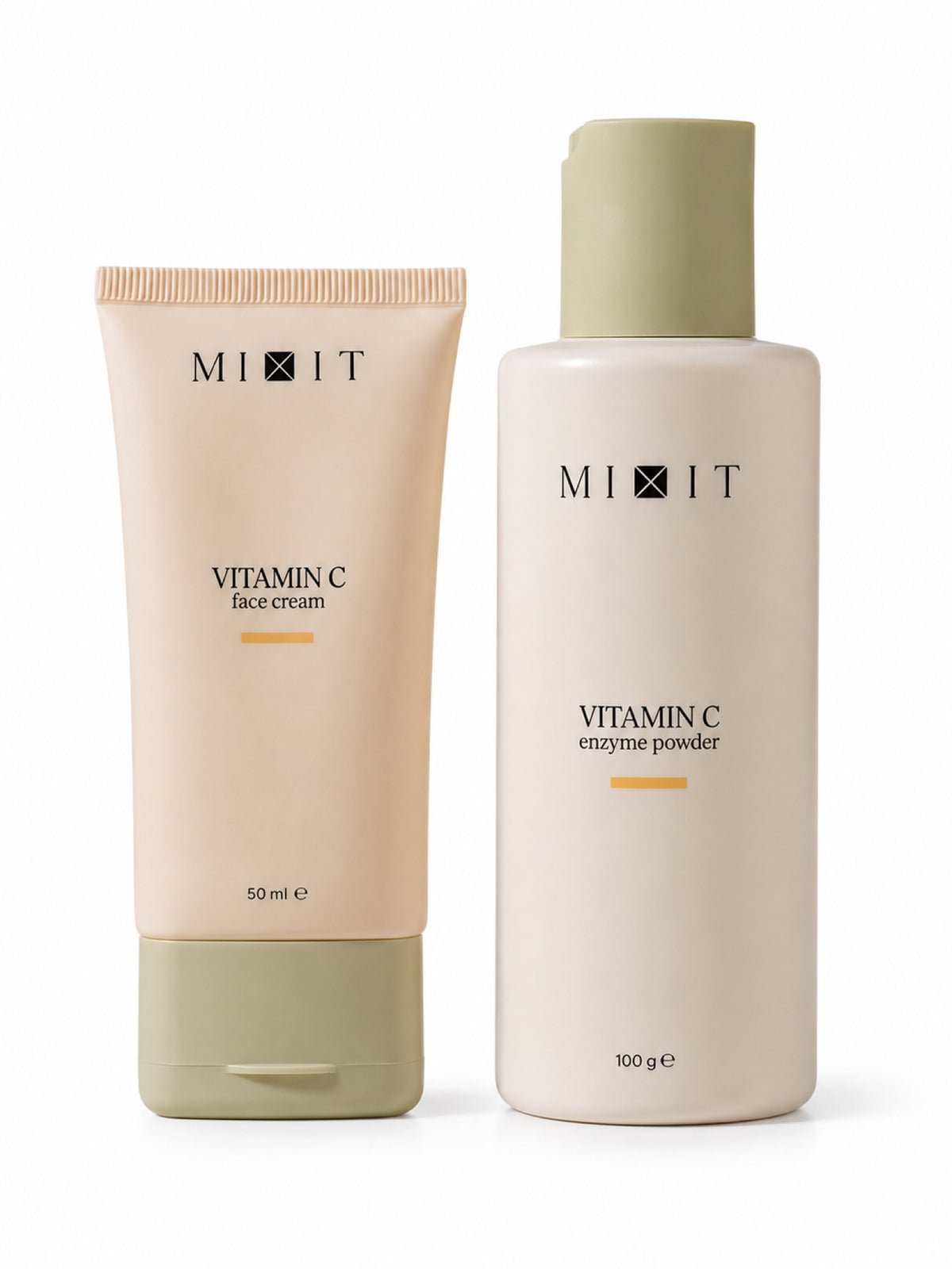 MIXIT Vitamin C Bright Glow Face Care Set, Brightening Enzyme Powder & Ultralight Cream Gift Set