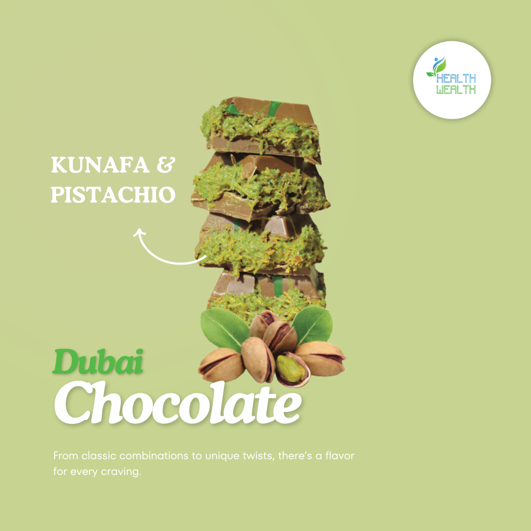 Dubai Chocolate Health Wealth  Pistachio & Kunafa 220g