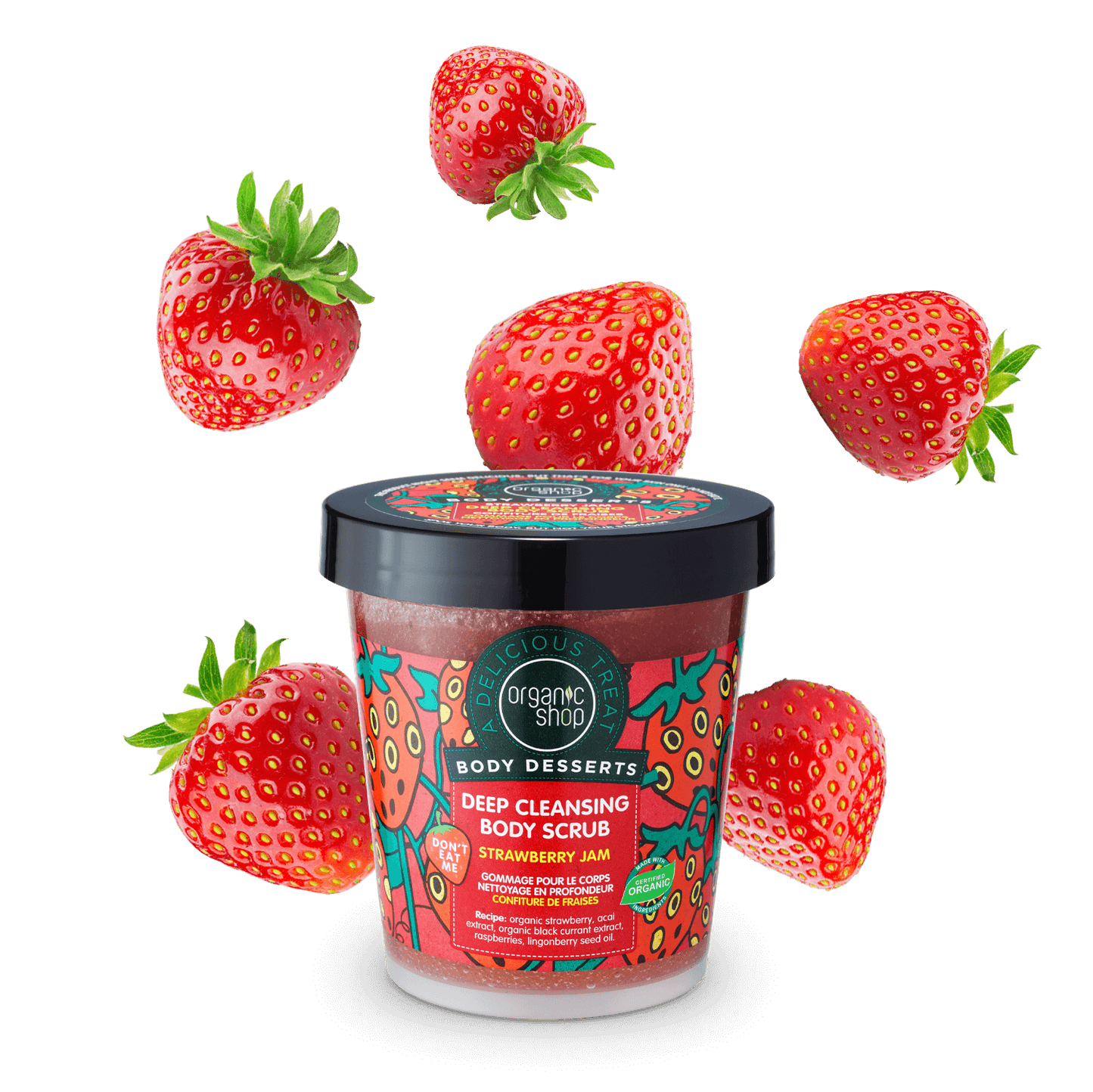 Organic Shop Body Desserts Strawberry Jam Deep Cleansing Body Scrub, 450 ml
