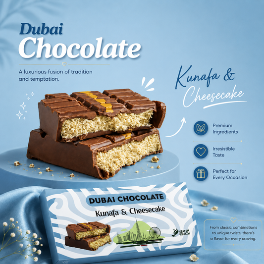 Dubai Chocolate Health Wealth  White Chocolate & Kunafa 220g
