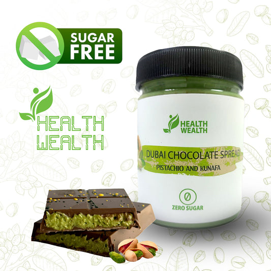 Health Wealth Dubai Chocolate Pistachio Kunafa Spread Sugar Free 200g