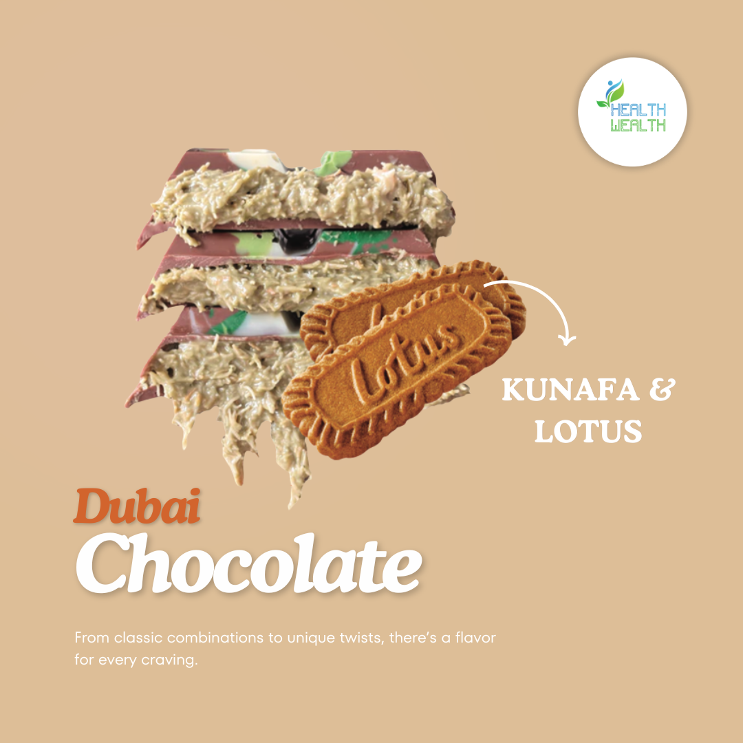 Dubai Chocolate Health Wealth  Lotus & Kunafa 220g