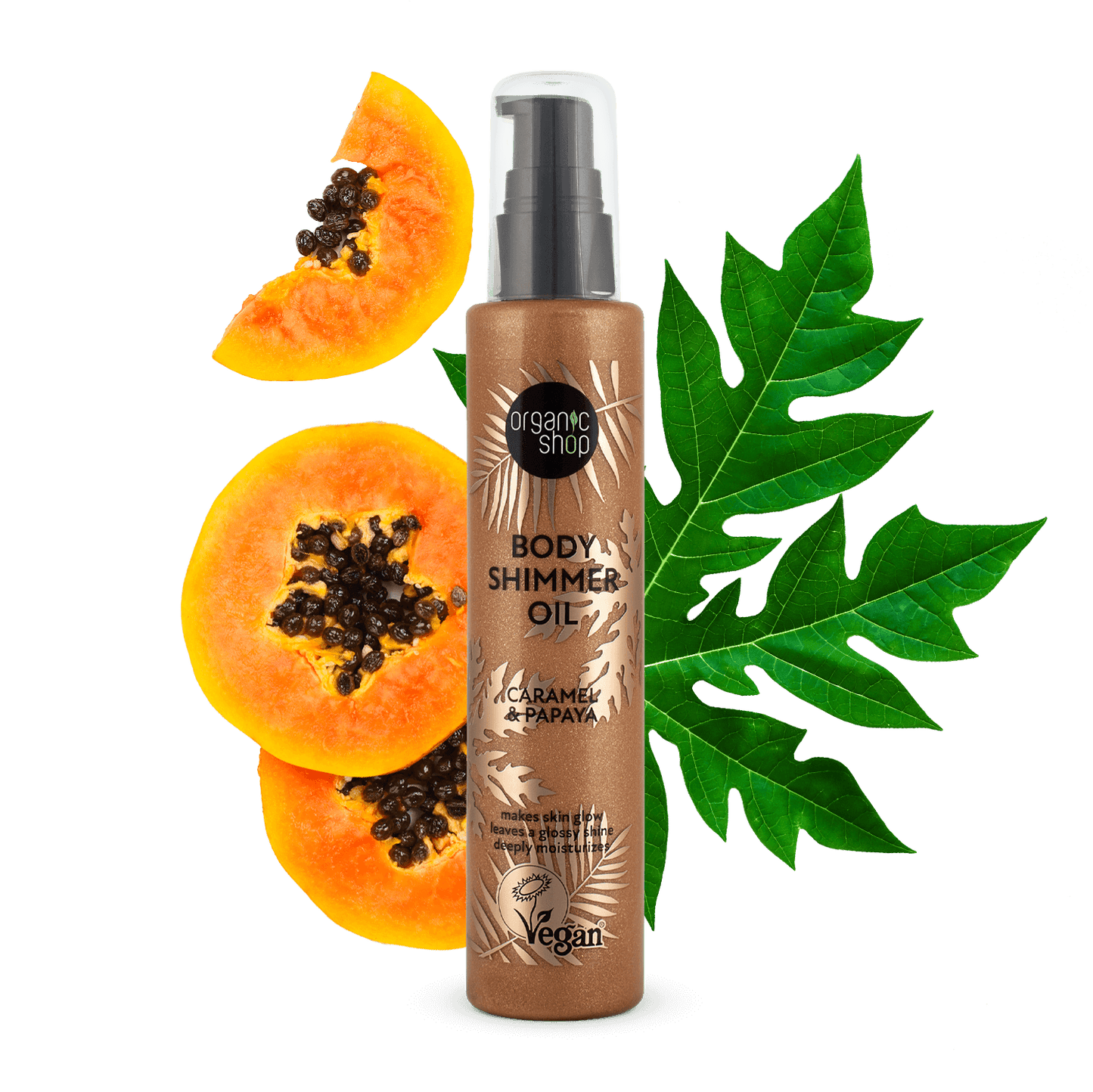 Organic Shop Body Shimmer Oil. Caramel & Papaya