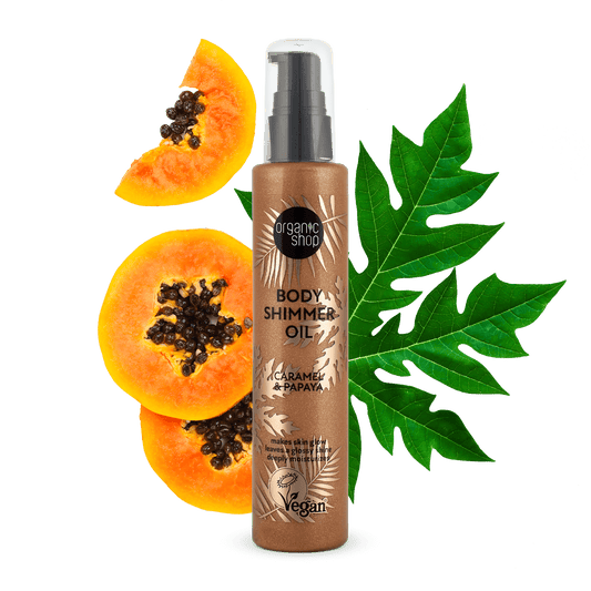 Organic Shop Body Shimmer Oil. Caramel & Papaya