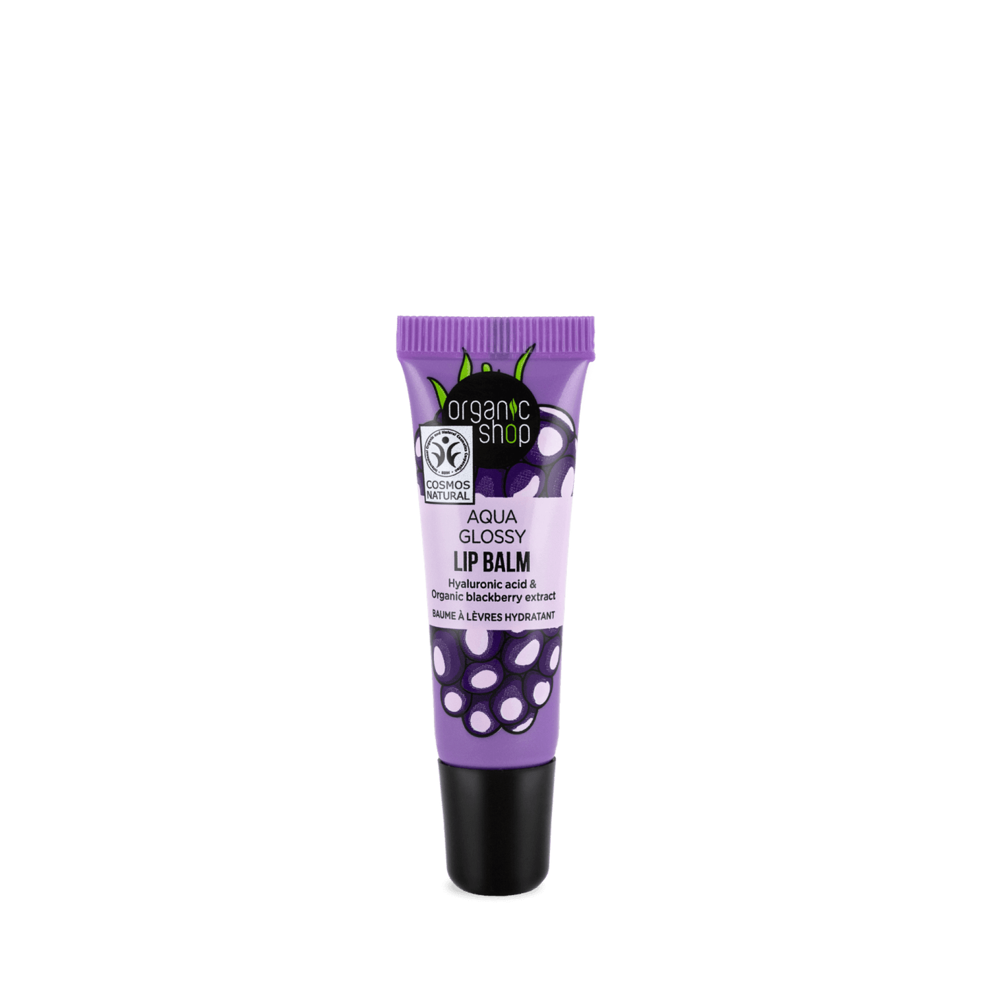 Organic Shop Aqua Glossy Lip Balm. Hyaluronic Acid & Blackberry Extract