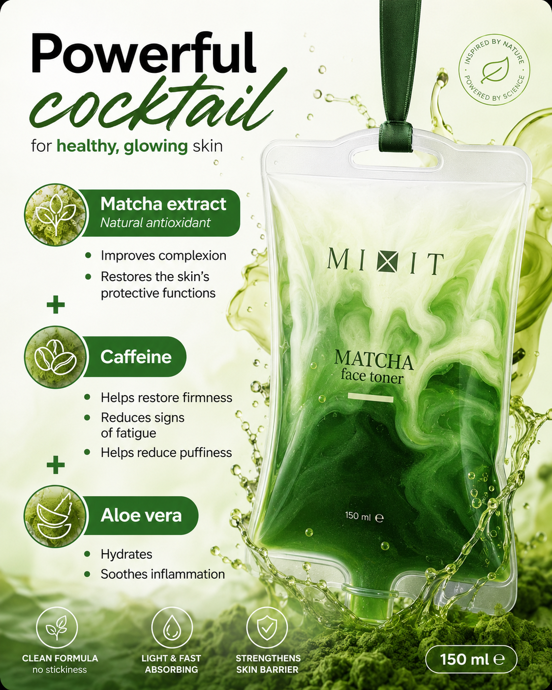 Matcha radiant bi-phase face tonic 150ml