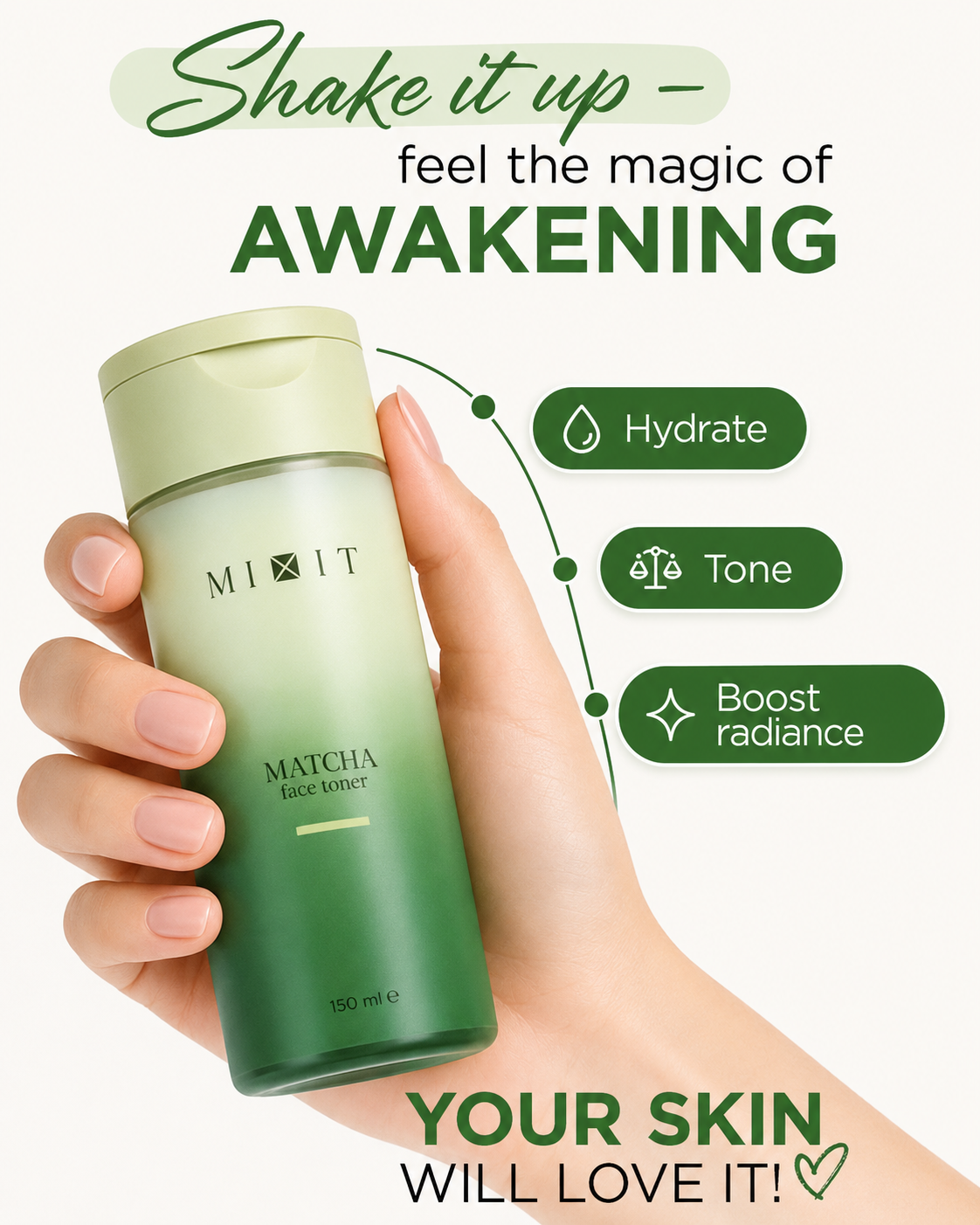 Matcha radiant bi-phase face tonic 150ml