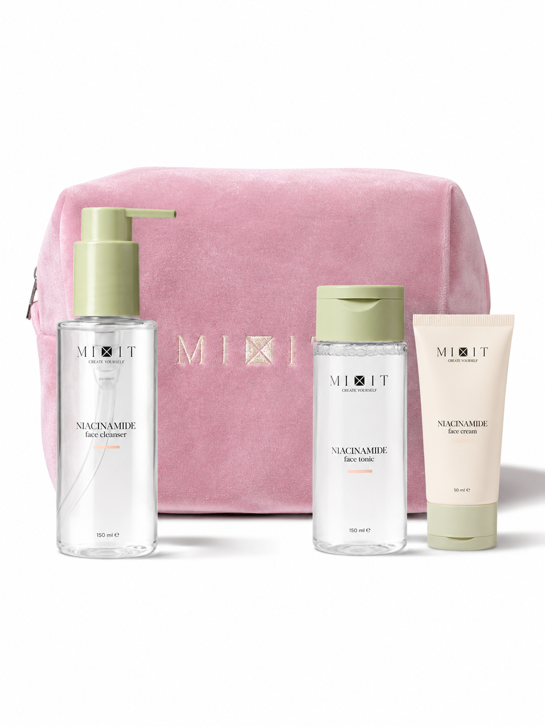 Mixit Niacinamide oil control pore refining face care set (cleanser, tonic, cream)