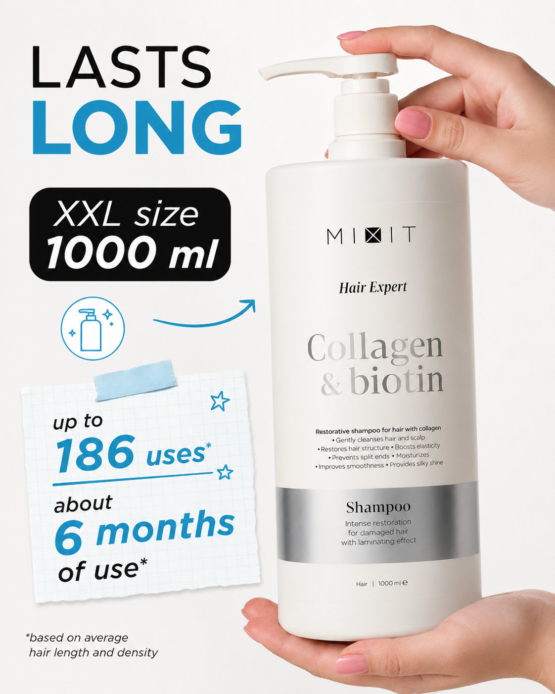 Mixit Collagen & biotin extreme repair shampoo for damaged hair 1000ml