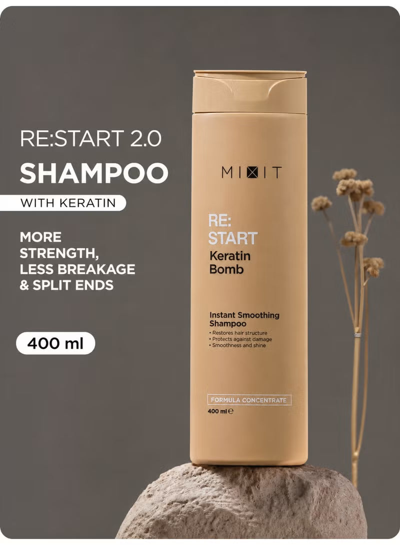 Mixit "Restart" keratin bomb instant smoothing and restoring shampoo 400ml