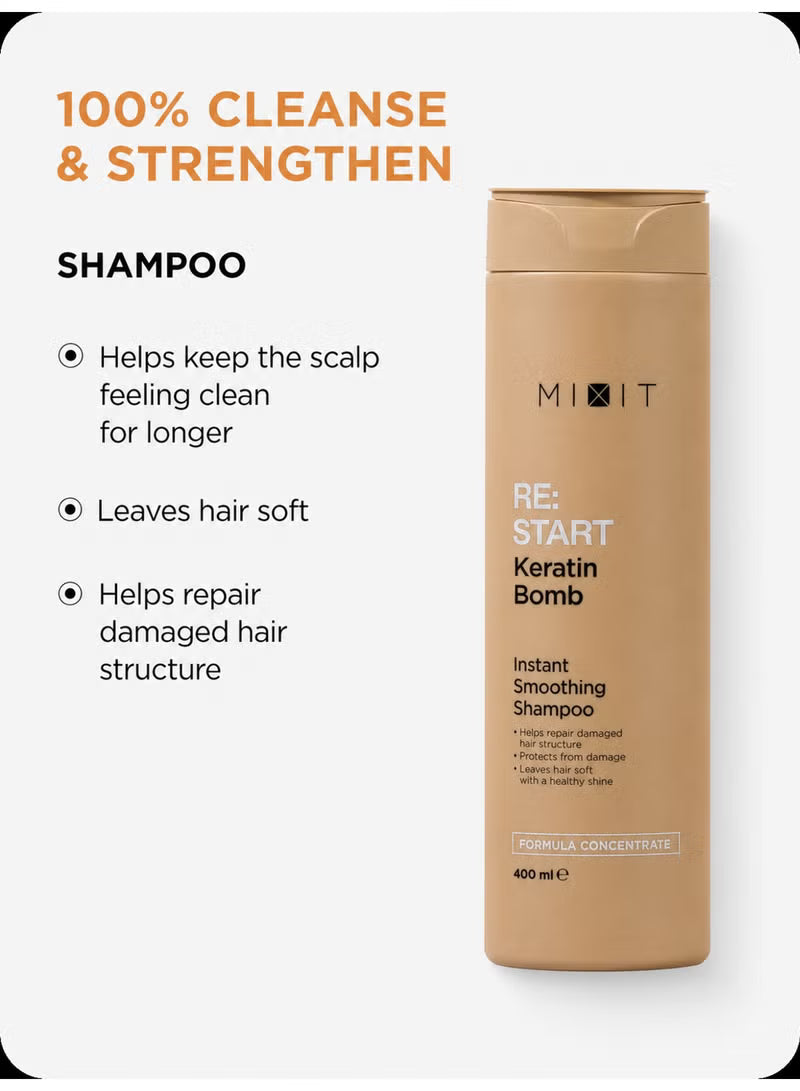 Mixit "Restart" keratin bomb instant smoothing and restoring shampoo 400ml