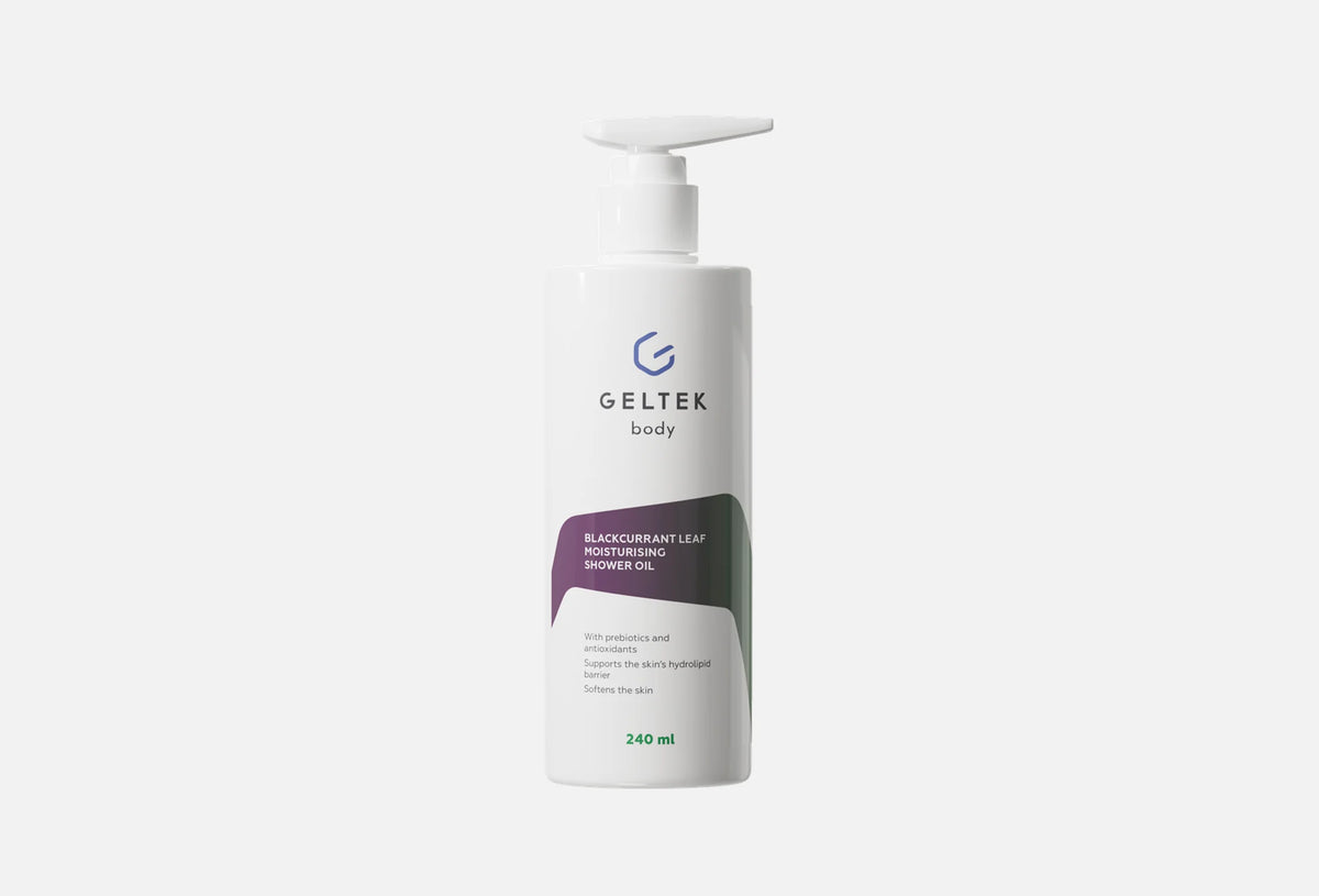 Geltek Blackcurrant Leaf Moisturising Shower Oil, 240ml