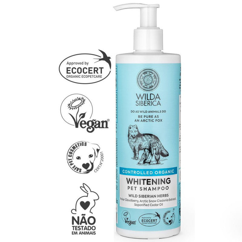 WILDA SIBERICA. СONTROLLED ORGANIC "WHITENING" PET SHAMPOO, 400 ML