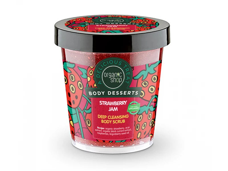 Organic Shop Body Desserts Strawberry Jam Deep Cleansing Body Scrub, 450 ml