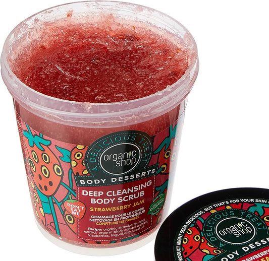 Organic Shop Body Desserts Strawberry Jam Deep Cleansing Body Scrub, 450 ml