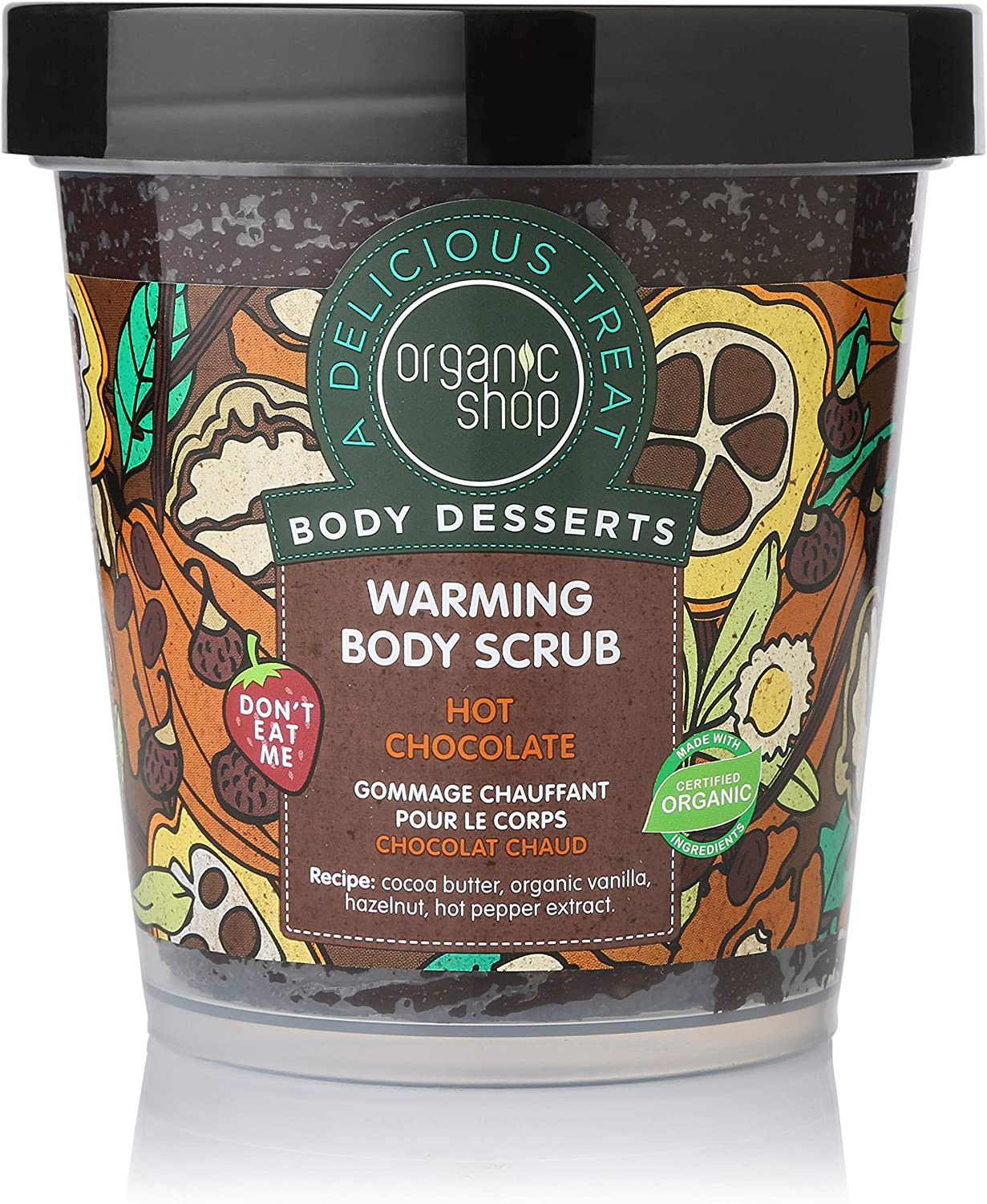 Organic Shop Body Desserts Hot Chocolate Warming Body Scrub, 450 ml