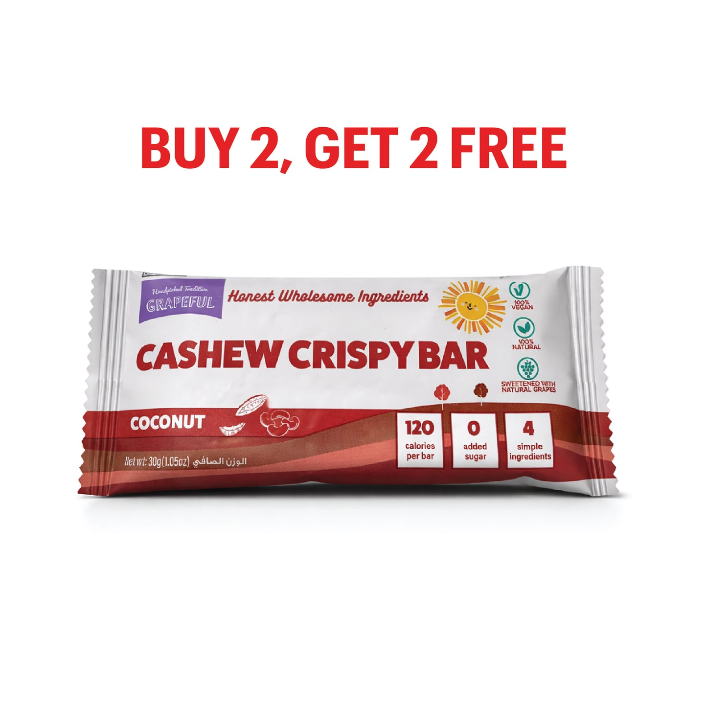 Grapeful Vegan Cashew Crispy Bar - Coconut 30G