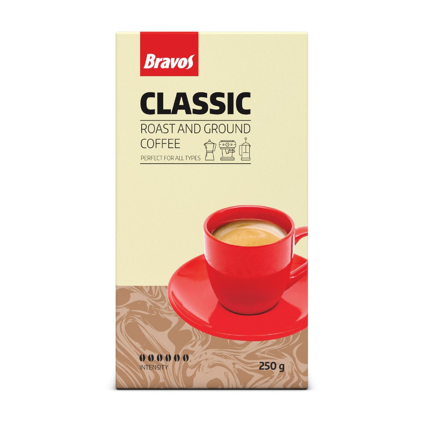 Bravos Classic Ground Coffee 250g – 100% Robusta, Rich Aroma & Strong Taste
