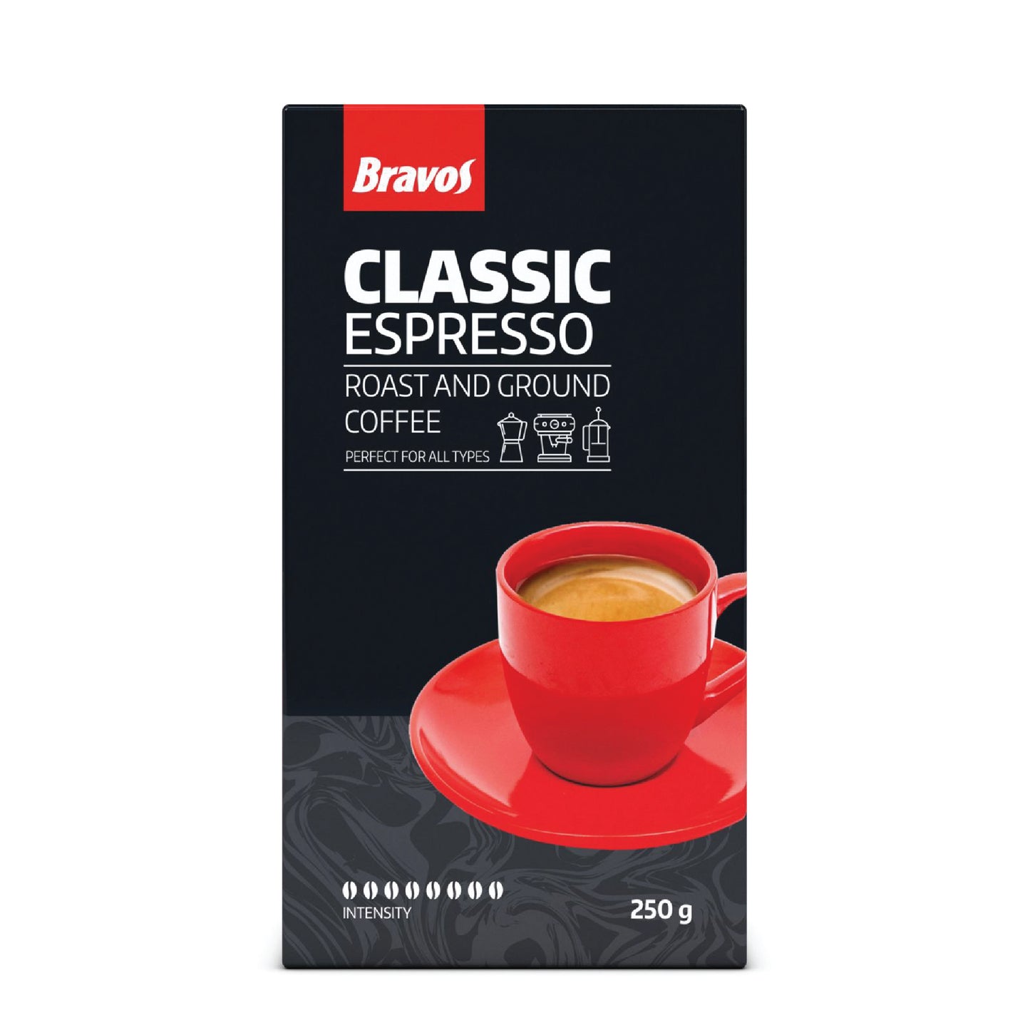 Bravos Classic Espresso – 100% Robusta Ground Coffee, 250g