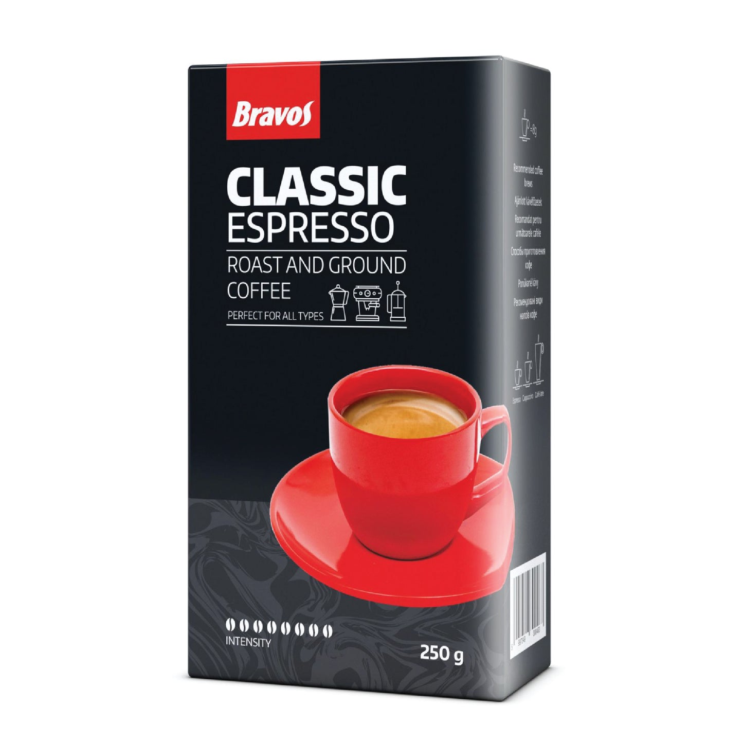 Bravos Classic Espresso – 100% Robusta Ground Coffee, 250g