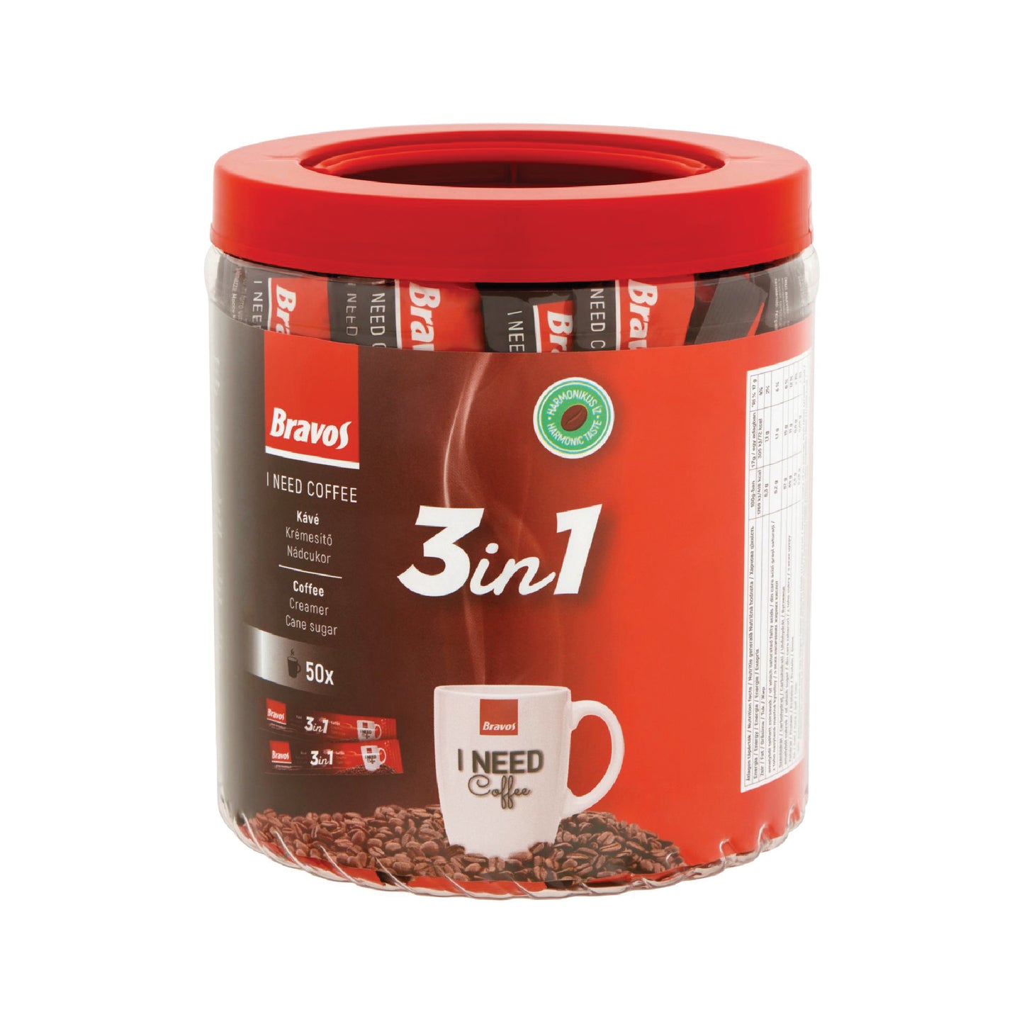 Bravos 3-in-1 Coffee, 50 Sachets x 17g