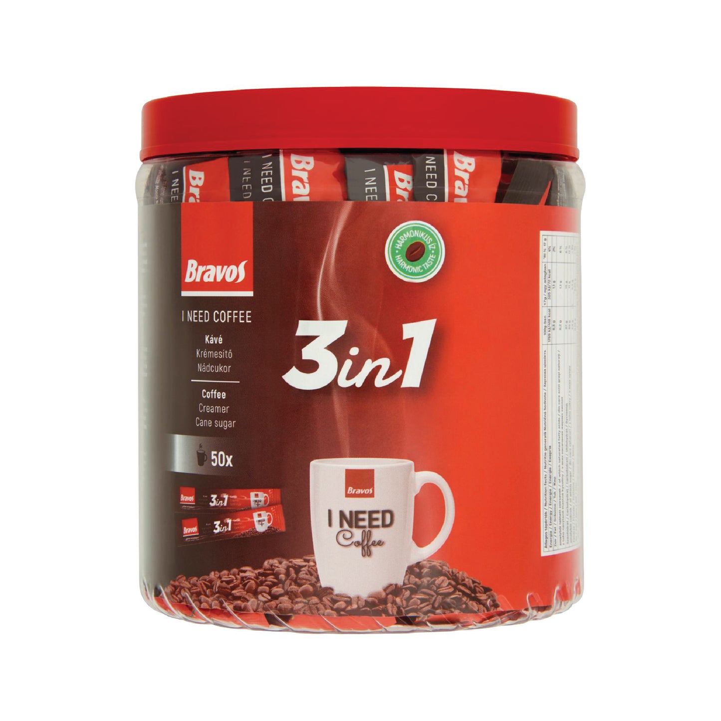 Bravos 3-in-1 Coffee, 50 Sachets x 17g