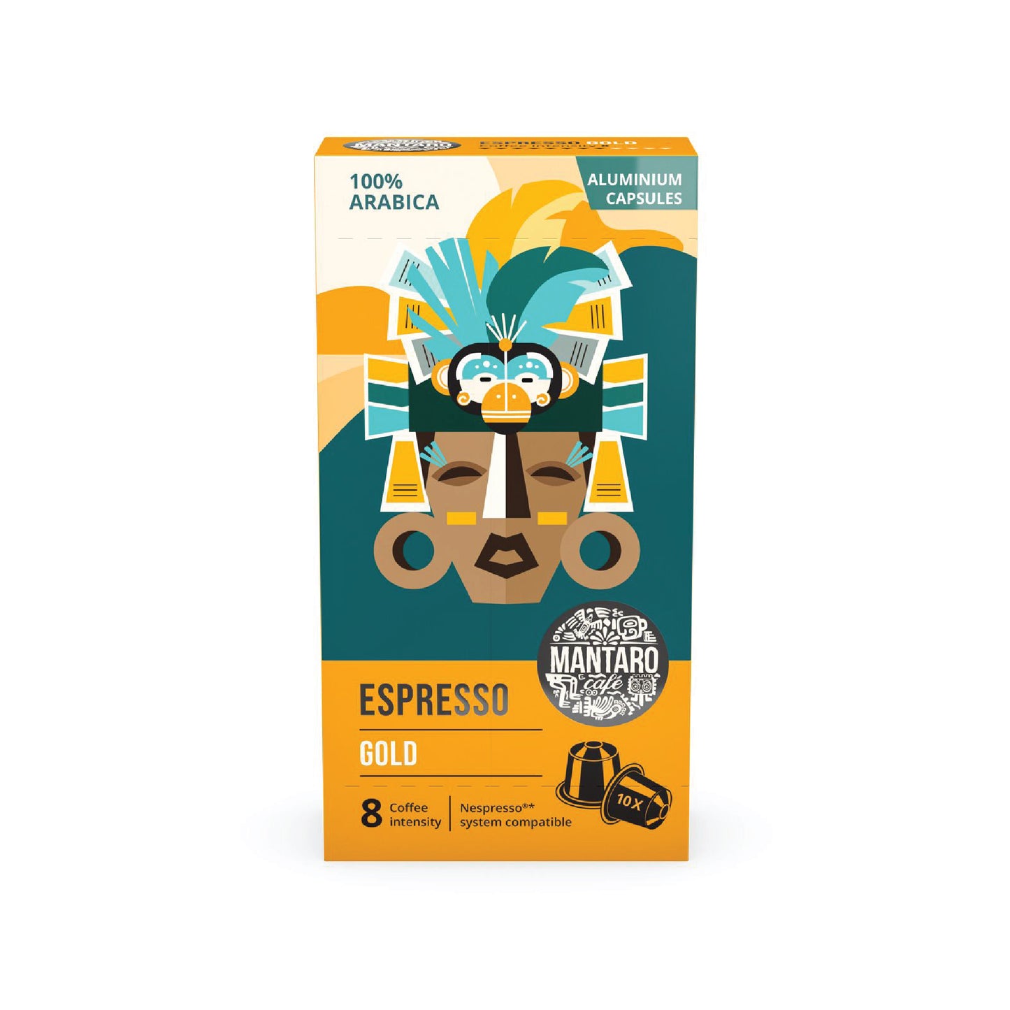 Mantaro Espresso Gold Coffee Capsules, 10-Piece Box, Nespresso Original Compatible