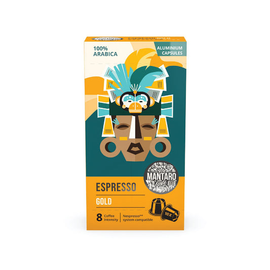 Mantaro Espresso Gold Coffee Capsules, 10-Piece Box, Nespresso Original Compatible
