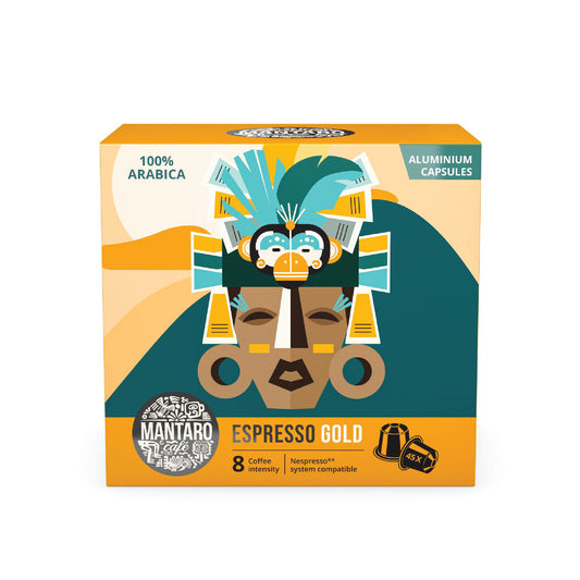 Mantaro Espresso Gold Coffee Capsules – 45 Pieces Box, Nespresso Compatible
