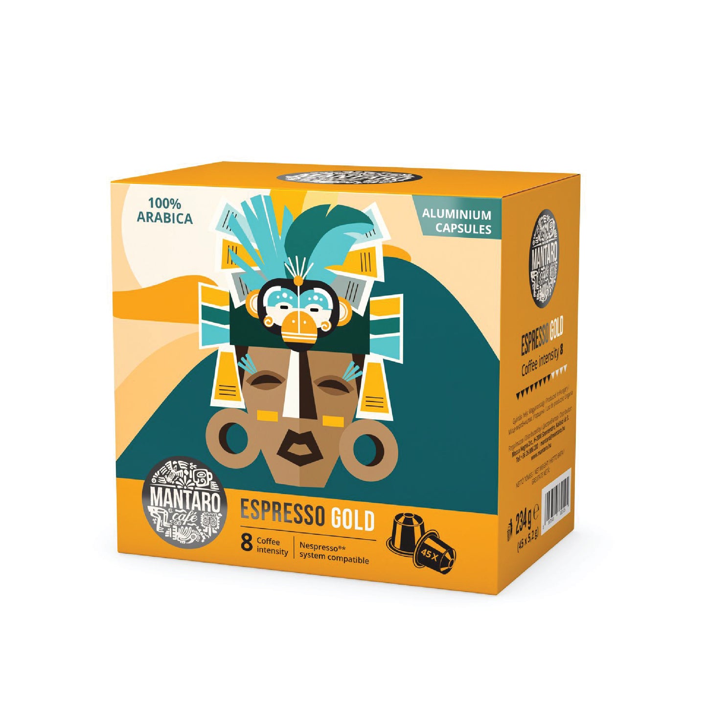 Mantaro Espresso Gold Coffee Capsules – 45 Pieces Box, Nespresso Compatible