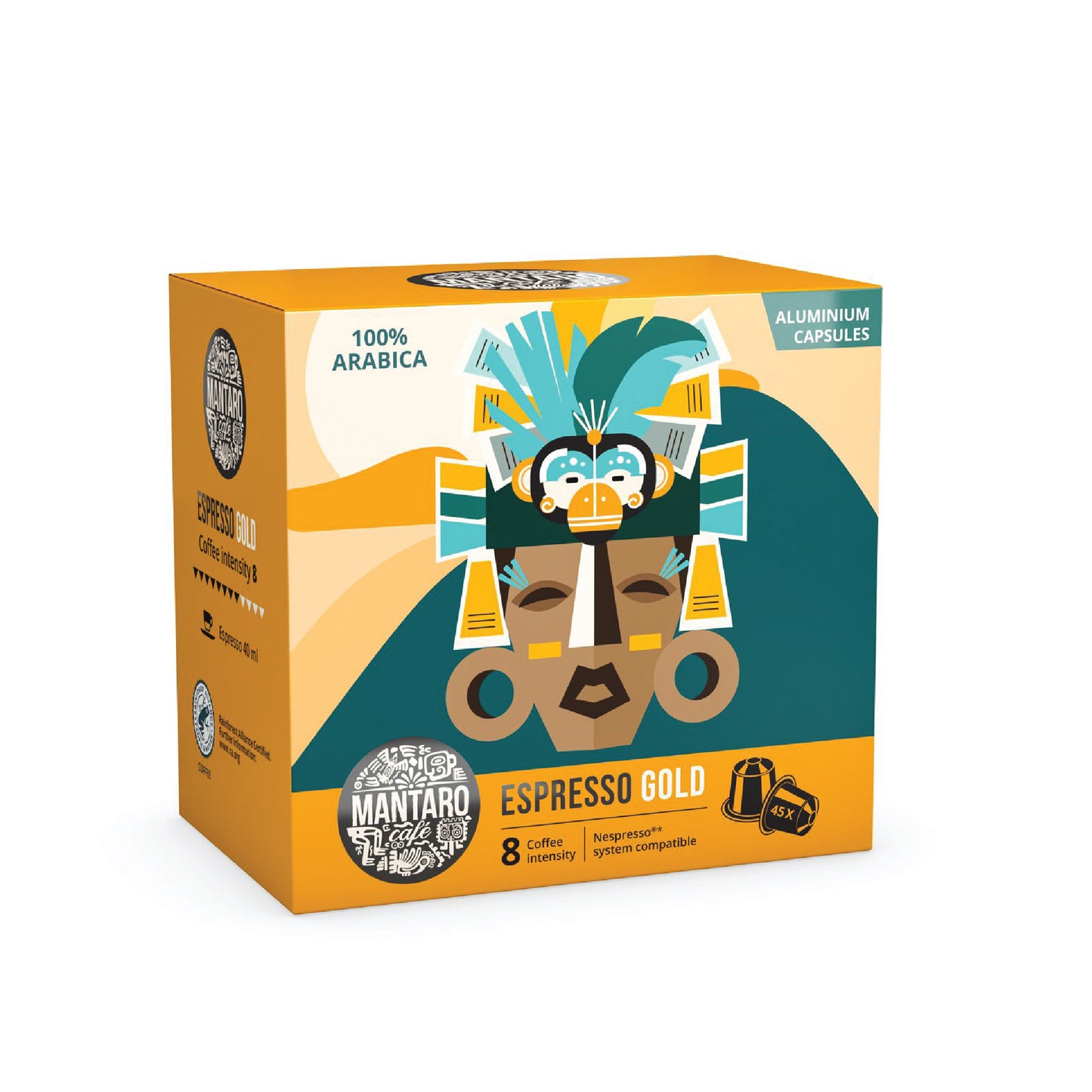 Mantaro Espresso Gold Coffee Capsules – 45 Pieces Box, Nespresso Compatible